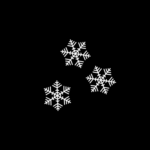 white snowflakes on black background